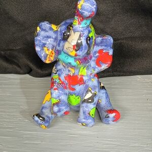 Vibrant Animal Pattern Elephant Piggy Bank